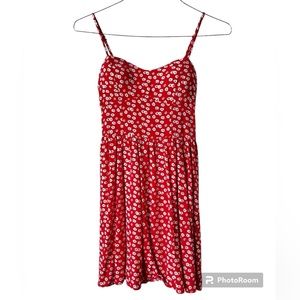 New Look, Red Floral Mini Dress, Size Small